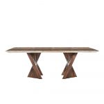 Rozel Khayu Walnut Coffee Travertine Dining Table Top