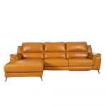 L-shape Rozel Power Recliner Mustard Brown Leather Sofa