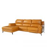 L-shape Rozel Power Recliner Mustard Brown Leather Sofa